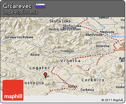 Shaded Relief Panoramic Map of Grčarevec