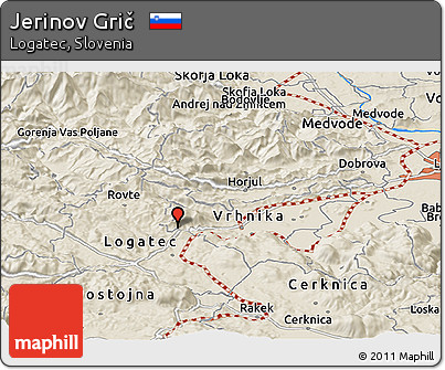 Shaded Relief Panoramic Map of Jerinov Grič