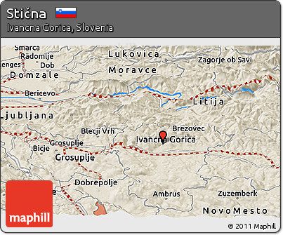 Shaded Relief Panoramic Map of Stična
