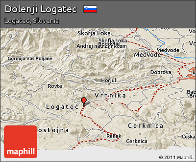 Shaded Relief Panoramic Map of Dolenji Logatec