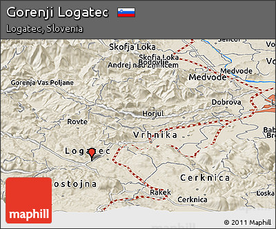 Shaded Relief Panoramic Map of Gorenji Logatec