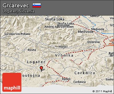 Shaded Relief Panoramic Map of Grčarevec