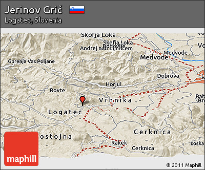 Shaded Relief Panoramic Map of Jerinov Grič