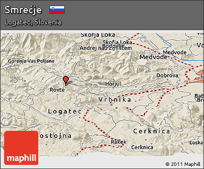 Shaded Relief Panoramic Map of Smrečje