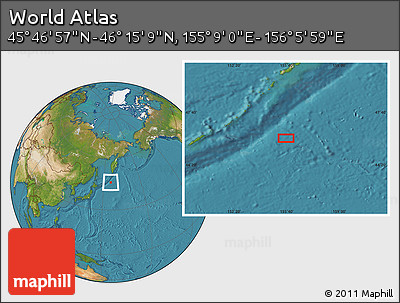 Satellite Location Map of the Area around 46° 1' 3" N, 155° 37' 30" E