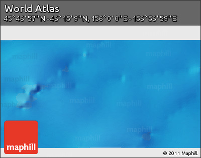 Physical 3D Map of the Area around 46° 1' 3" N, 156° 28' 29" E
