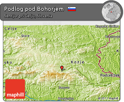 Physical 3D Map of Podlog Pod Bohorjem