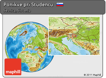 Physical Location Map of Ponikve Pri Studencu