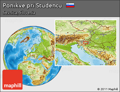 Physical Location Map of Ponikve Pri Studencu