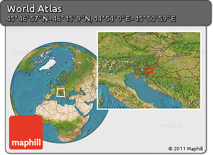 Satellite Location Map of the Area around 46° 1' 3" N, 15° 22' 30" E