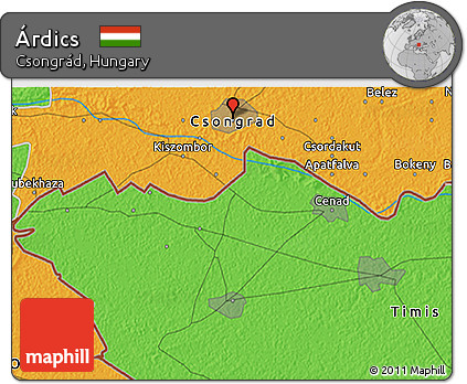 Political 3D Map of Árdics