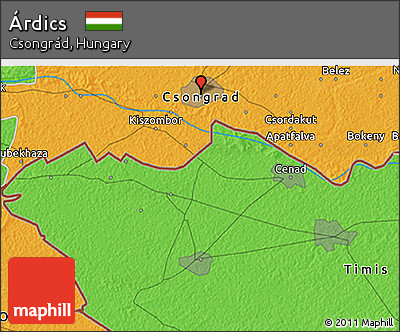 Political 3D Map of Árdics