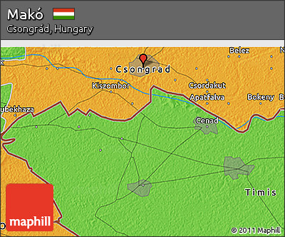 Political 3D Map of Makó