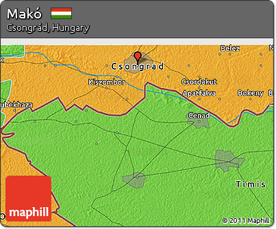 Political 3D Map of Makó
