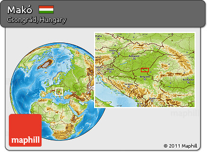 Physical Location Map of Makó