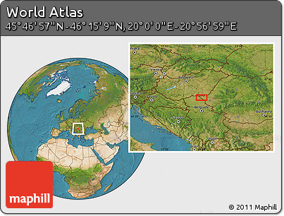 Satellite Location Map of the Area around 46° 1' 3" N, 20° 28' 30" E