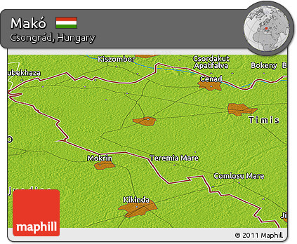 Physical Panoramic Map of Makó