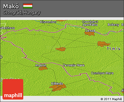 Physical Panoramic Map of Makó