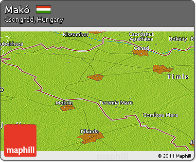 Physical Panoramic Map of Makó