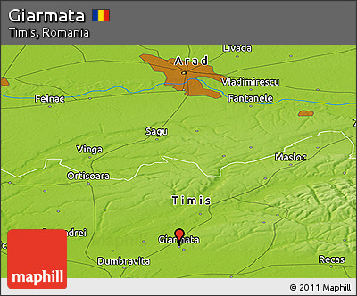 Physical Panoramic Map of Giarmata