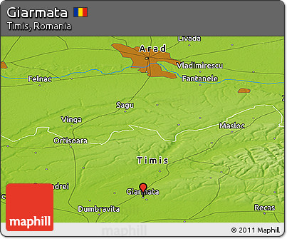 Physical Panoramic Map of Giarmata