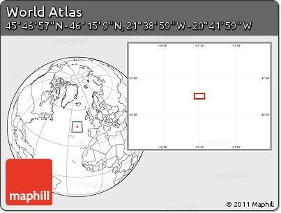 Blank Location Map of the Area around 46° 1' 3" N, 21° 10' 29" W
