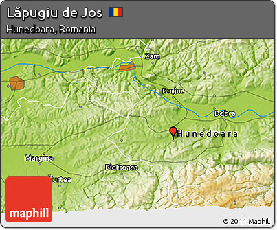 Physical 3D Map of Lăpugiu De Jos