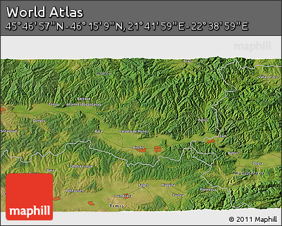 Satellite 3D Map of the Area around 46° 1' 3" N, 22° 10' 29" E