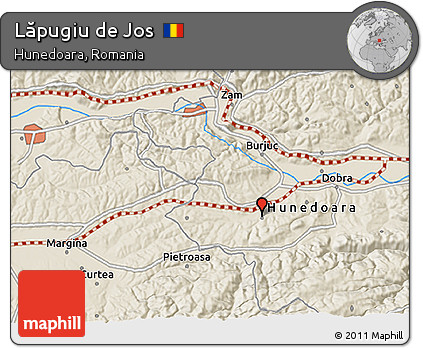 Shaded Relief 3D Map of Lăpugiu De Jos