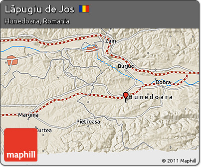 Shaded Relief 3D Map of Lăpugiu De Jos