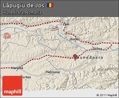 Shaded Relief 3D Map of Lăpugiu De Jos
