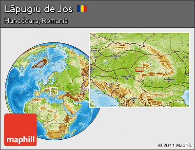 Physical Location Map of Lăpugiu De Jos