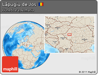 Shaded Relief Location Map of Lăpugiu De Jos