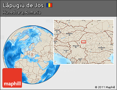 Shaded Relief Location Map of Lăpugiu De Jos