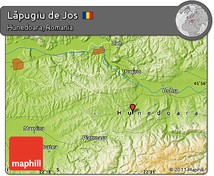 Physical Map of Lăpugiu De Jos