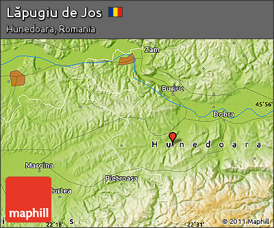 Physical Map of Lăpugiu De Jos