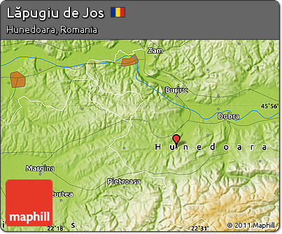 Physical Map of Lăpugiu De Jos