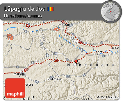 Shaded Relief Map of Lăpugiu De Jos