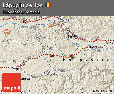 Shaded Relief Map of Lăpugiu De Jos