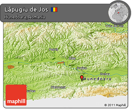 Physical Panoramic Map of Lăpugiu De Jos