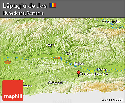 Physical Panoramic Map of Lăpugiu De Jos