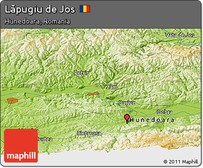 Physical Panoramic Map of Lăpugiu De Jos