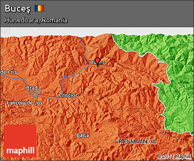 Political 3D Map of Buceş
