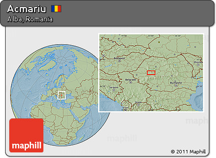 Savanna Style Location Map of Acmariu, hill shading