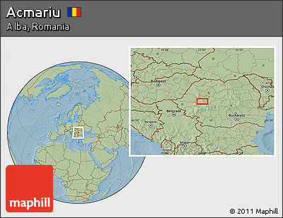 Savanna Style Location Map of Acmariu, hill shading