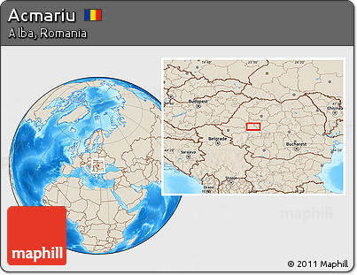 Shaded Relief Location Map of Acmariu