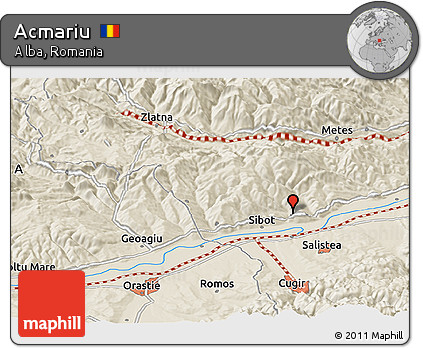 Shaded Relief Panoramic Map of Acmariu