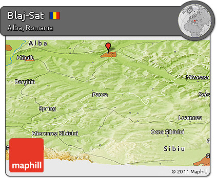 Physical Panoramic Map of Blaj-Sat