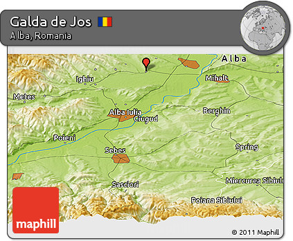 Physical Panoramic Map of Galda De Jos
