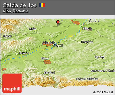 Physical Panoramic Map of Galda De Jos